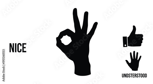 Hands displaying approval gestures with text a striking silhouette