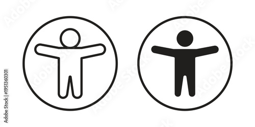 Universal access icon set. outlined and solid flat clipart versions.