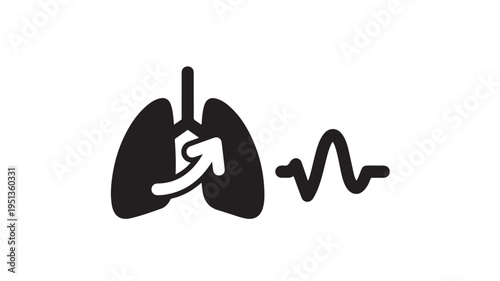 Lungs with Arrow and ECG Line for Health and Medical Concepts