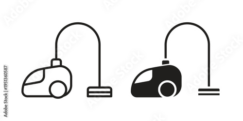 Vacuum cleaner icon set. outlined and solid flat clipart versions.