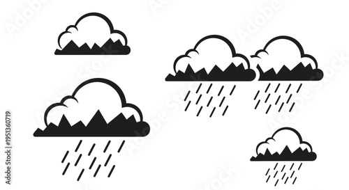 Black and white clouds with rain a striking graphic silhouette
