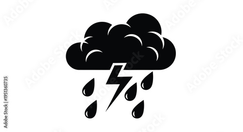 Dark storm cloud with lightning and rain a dramatic silhouette