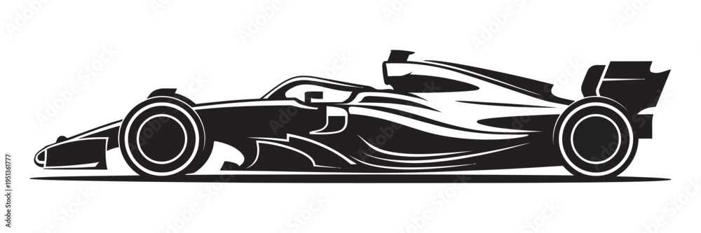Fototapeta premium Formula 1 racing car vector, dynamic speed motion blur effect, high-speed racing illustration, automotive sport design, fast car graphic