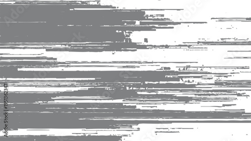 Glitchy digital distortion effect with grey and white horizontal lines and pixels