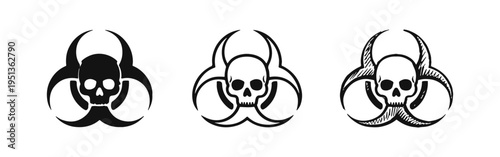 Death and Biohazard Symbol Collection: Warning of Danger, Toxic, and Viral Risk