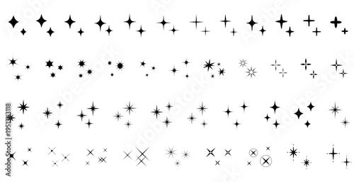 キラキラマークのイラストセット（ブラック）