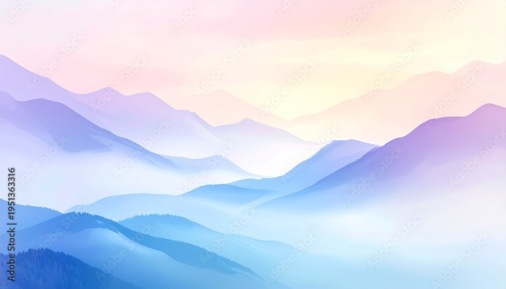 Fototapeta premium Soft gradient abstract background of calming mountains at sunset
