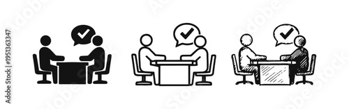 Business Meeting Agreement Icon Set: Successful Negotiation, Discussion, and Collaboration