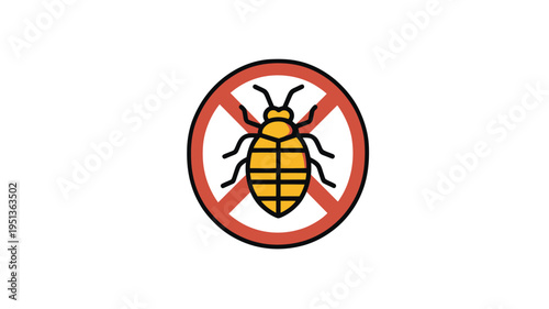 Bed Bug Prohibition Sign Icon for Pest Control Awareness