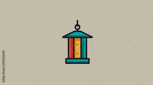 Colorful bird feeder icon in flat design style