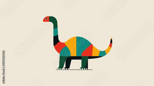 Colorful Flat Design Brachiosaurus Dinosaur Icon