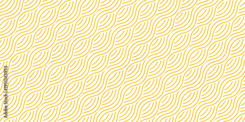 Yellow instant noodle, pasta and spaghetti texture with geometric wavy lines. Ramen, pasta vector pattern. Background abstract food illustration