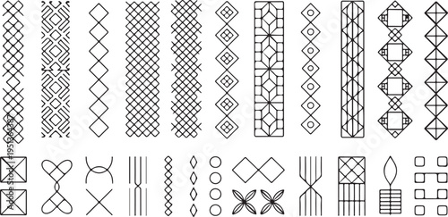 set of various geometric patterns and shapes for design and decoration purposes  seamless