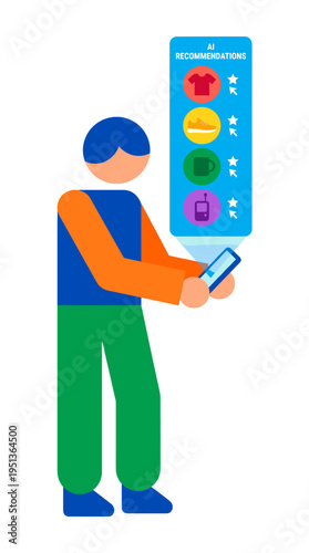 A person looking at a digital recommendation on phone screen