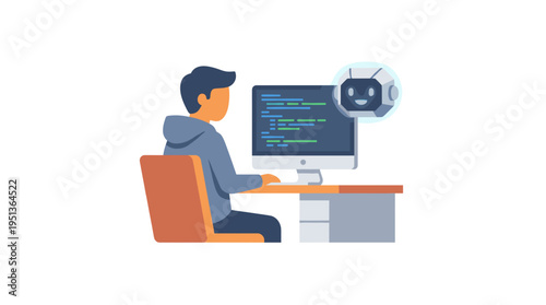 A person coding and communicating with AI on a computer
