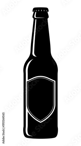 A sleek black beer bottle, perfect for a refreshing beverage, with a blank label