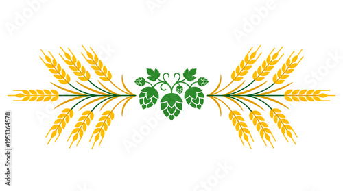 Decorative Illustration of wheat and hop design element 