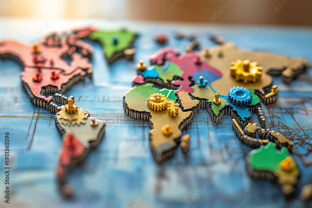 Fototapeta premium Intricate global value chains connecting manufacture
