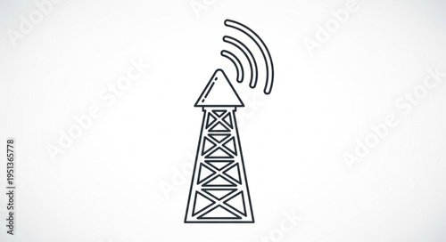 Radio tower broadcasting signals with waves illustration.