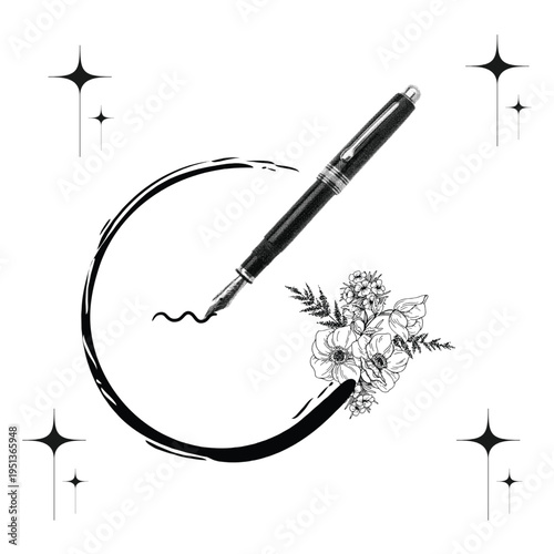 hand drawn vector illustration of a magic wand