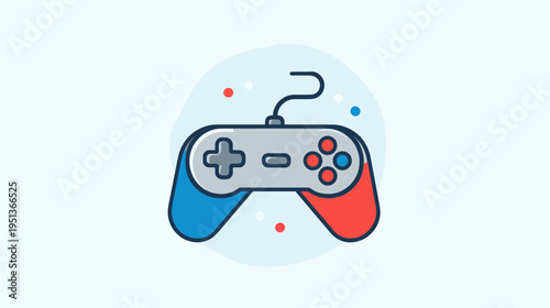 Minimalistic Vector Joystick Icon with Colorful Buttons