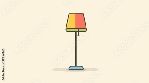Minimalist vector floor lamp with bold lines and flat colors