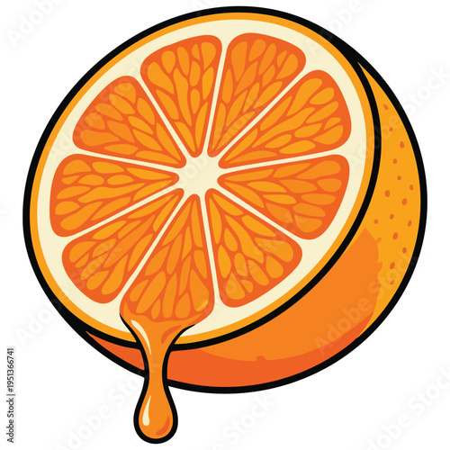 Juicy Orange Slice Illustration with Drip
