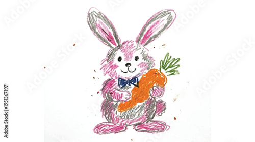 A cute gray bunny happily floating in air with colorful balloons