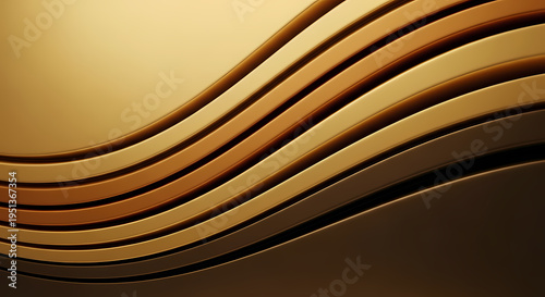 Elegant layered abstract waves in rich shades of brown and gold flow diagonally across a warm, earthy background.