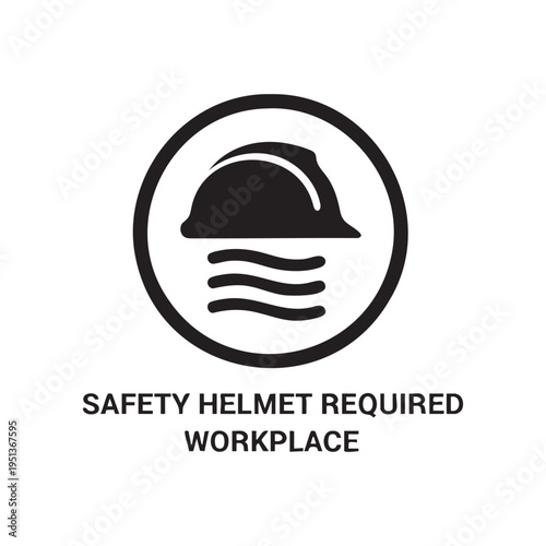 Safety helmet required workplace icon black and white design