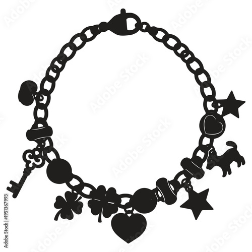 Charm bracelet with dog paw horse shoe star flower and heart shaped pendants for pet lovers jewelry gifts