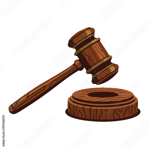 Wooden Gavel and Sound Block Illustration