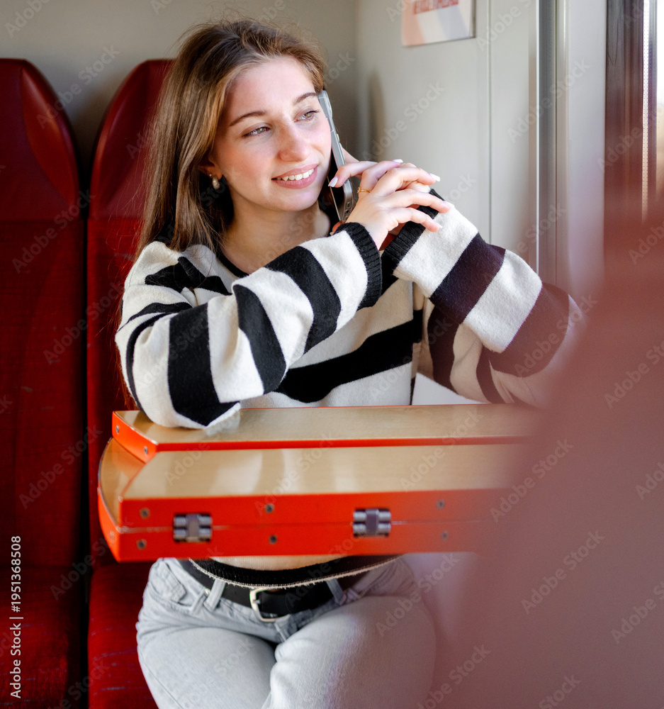 custom made wallpaper toronto digitalGirl On Train Talking On Phone While Sitting In A Seat