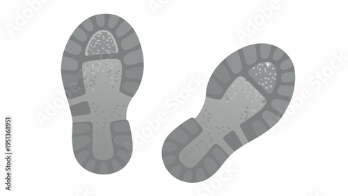 Trail footprints design with rough textured soles hiking shoe tracks on rough terrain adventure and travel concept