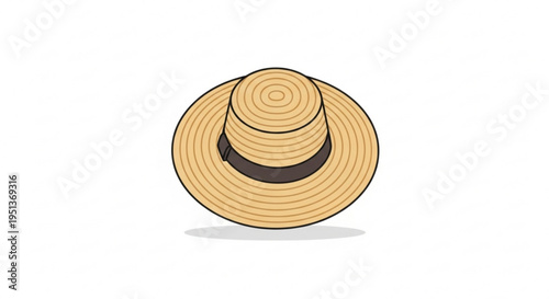 Straw hat with black ribbon summer fashion accessory sun protection stylish and casual headwear