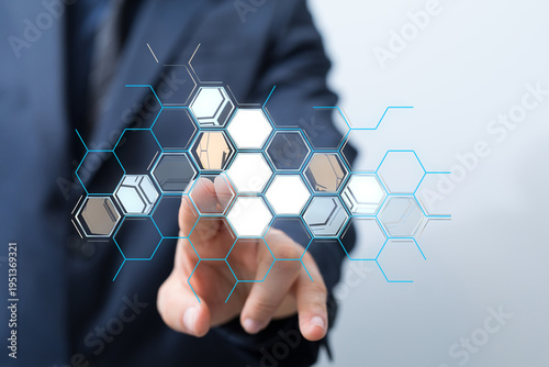 Business person touching a ...