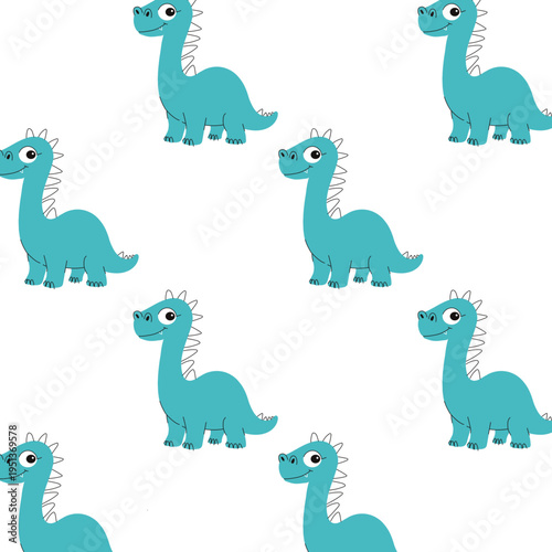seamless pattern with funny dinosaur 