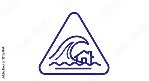 Tsunami Warning Sign Icon Representing Danger.