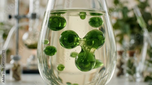 Wallpaper Mural Green plant derived chemistry green chemistry inspired laboratory experiment with suspended green droplets conveying eco innovation and botanical Torontodigital.ca