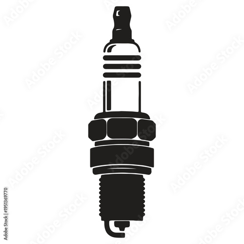 Detailed illustration of a single automotive spark plug isolated for engine repair and maintenance diagrams