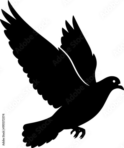 pigeon bird black silhouette vector, Simple silhouette Design vector icon with white background. Wild bird
