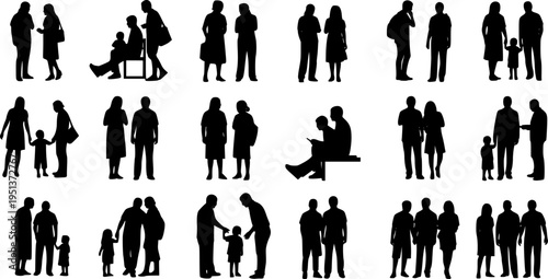 People silhouettes in elevation side view | Architecture people | silhouettes of people | 2D people | Section Elevation View | Architectural drawing people | characters 
