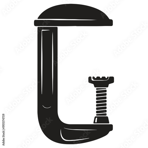 Simple black plastic clamp or clip with threaded screw mechanism for securing or adjusting objects in various applications