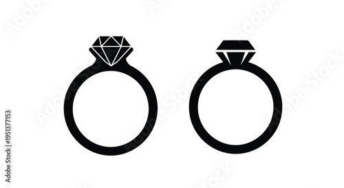 Two diamond rings a larger and smaller version in silhouette