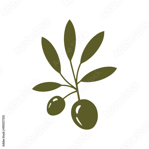 Artistic olive branch illustration logo