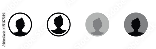  Black vector isolated avatar set on white background. Hand drawn vector avatar on isolated page. Vector man and women avatar silhouette set on white page. EPS 10. 