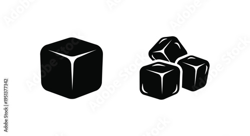 Black ice cubes depicted in a striking minimalist silhouette