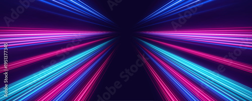 Neon multicolor motion lines with smooth curves and dynamic light flow vector