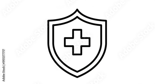 Shield with a medical cross symbol inside.
