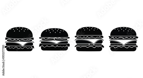 Four black hamburger icons in a row distinct silhouette